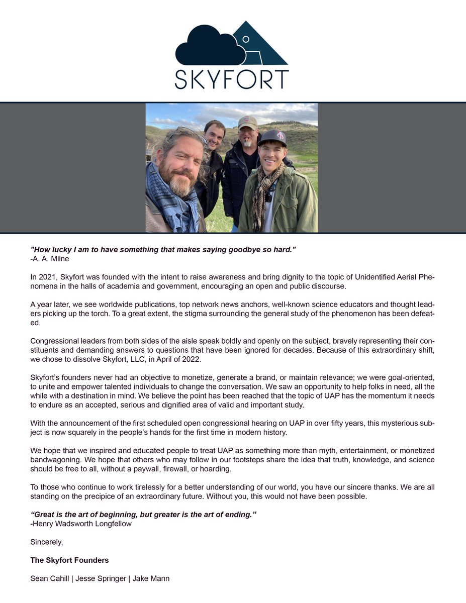 SkyfortStrat's tweet image. An update from Skyfort on this momentous day for #UAP transparency.