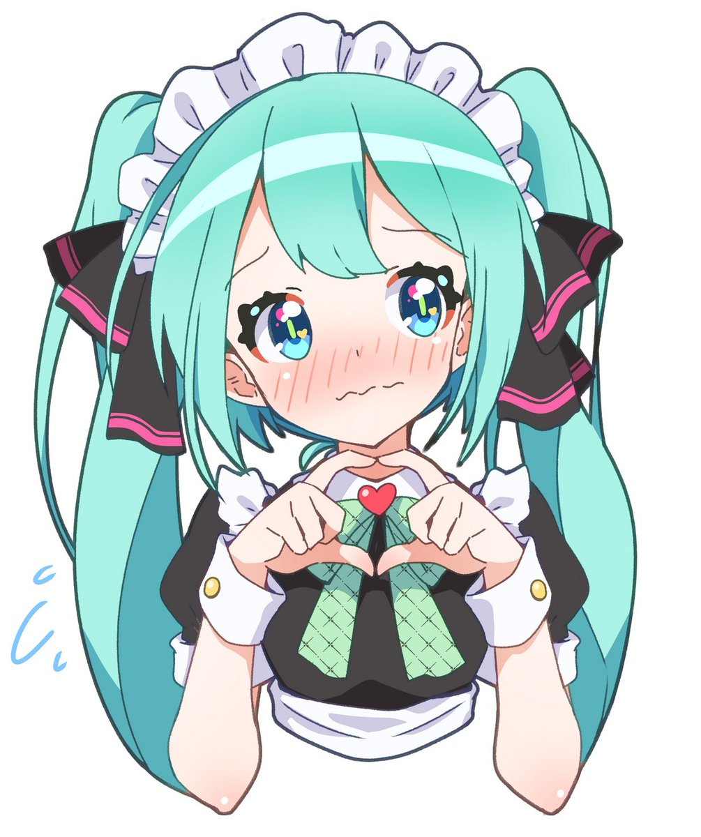 初音ミク 「見.見...見ないで

#メイドの日 
#水曜日のミクちゃん 」|風船猫のイラスト