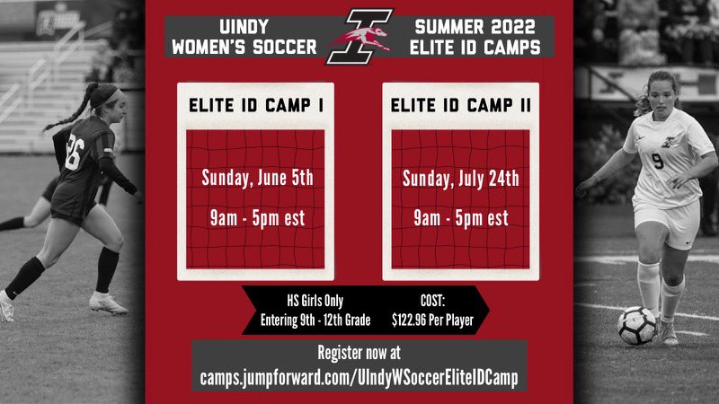 UIndywsoccer's tweet photo. 🚨ELITE ID CAMP I &amp; II🚨

Come join the UIndy Women's Soccer team at our one of our Elite ID camps this summer! #gohounds                                                                                                                

Register today: https://t.co/jyzejPLRRE https://t.co/K4zOExZz6R