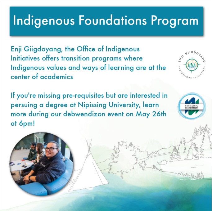 IndigenousNU's tweet photo. The IFP program welcomes students who are considering uni, but are missing some pre-reqs. This program offers the opportunity to earn first year credits and receive support while transition to a degree. Learn more during, Debwendizon on May 26th at 6pm! Link is in our bio. https://t.co/yV89QSEYL5