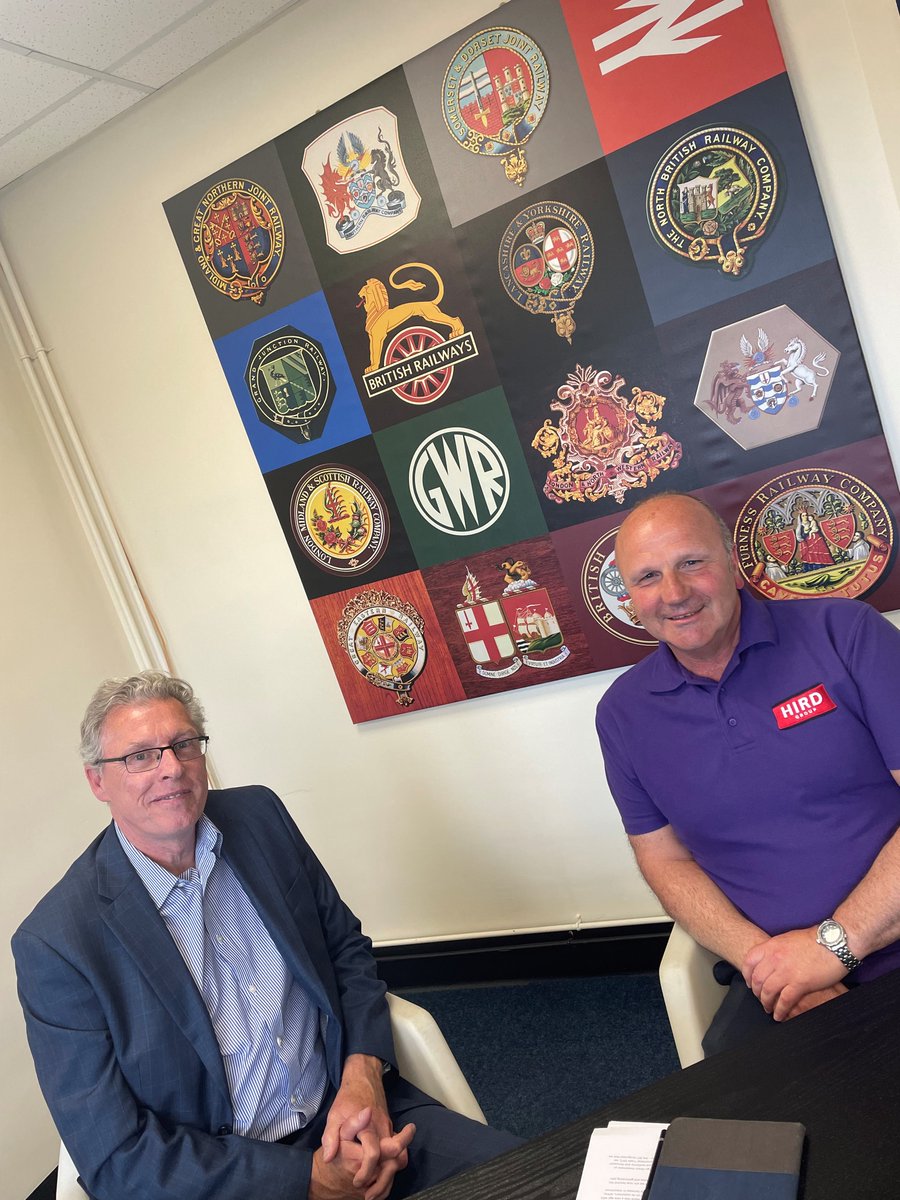 BusinessinDN's tweet photo. Great to see Michael Hird, Chairman of @HirdGroup this afternoon following our regular #GBRHQ catchup. We looked at equipment like @TTSRail walkway system made from recycled plastic bottles!
Find out more about Doncaster’s rail sector⬇️
https://t.co/vtBQ0zFKmG
#DNisGreat https://t.co/XqDmVYoCTZ