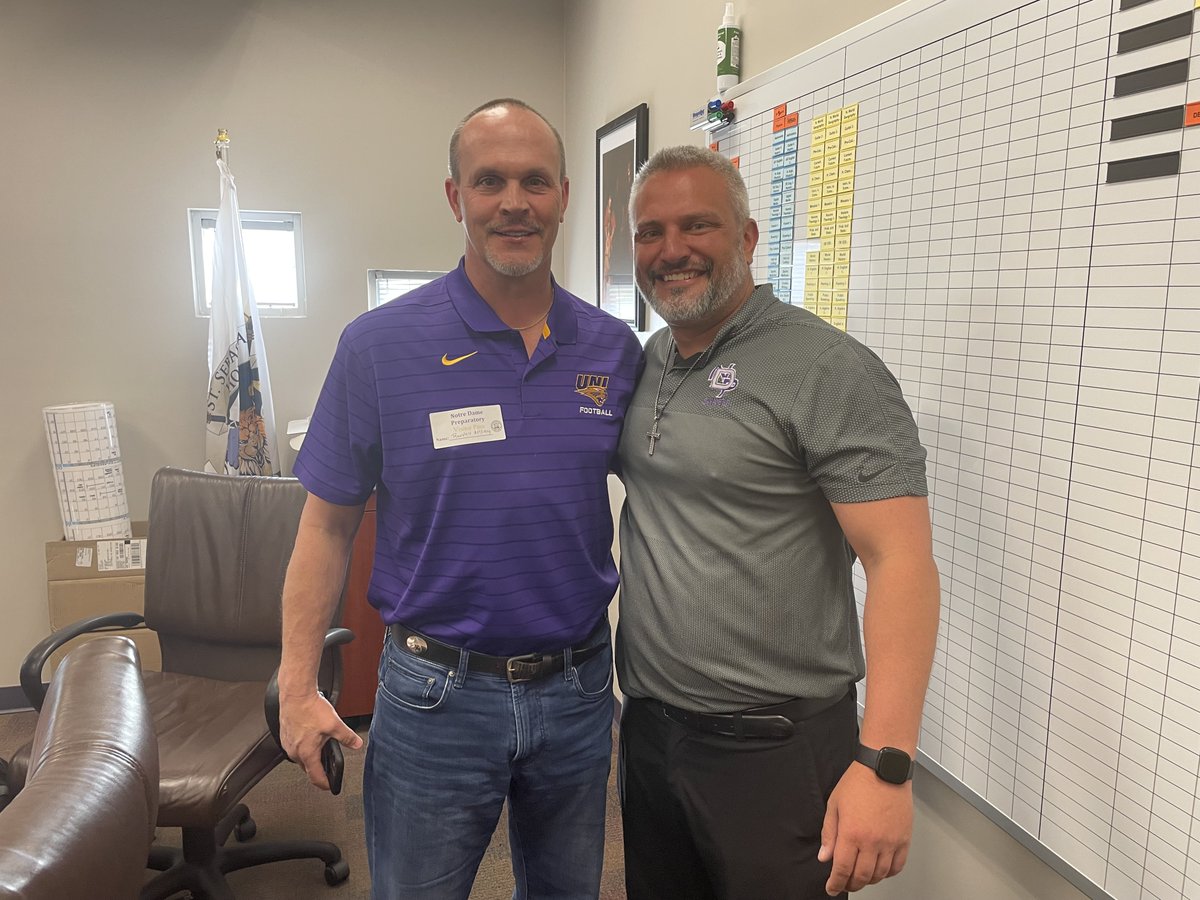NDP_Athletics's tweet photo. @UNIFootball visiting with Coach Prelock!🏈
#GoSaints #NDPFootball #ForwardInHope https://t.co/IGVoHeT65t