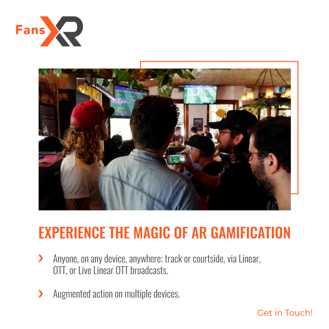 fxrlive's tweet photo. FXR Gamification platform attracts, retains, and engages millennial and Gen Z sports fans at Stadiums, Sporting Precincts, and at home.

“Spatial Swarming” functionality allows friends to follow the augmented action together, on their own device, playing against their friends, https://t.co/3yWayoLuqG