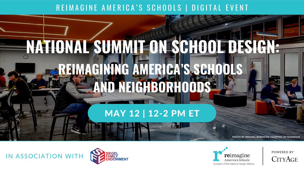 Join us (virtually) on Thursday at 12 ET for the National Summit on School Design as industry leaders discuss how cities and schools can work together to achieve better outcomes for all. <a href="/siegelendowment/">Siegel Family Endowment</a> <a href="/CityAge/">CityAge</a>
RSVP here: 
cityage.zoom.us/webinar/regist…