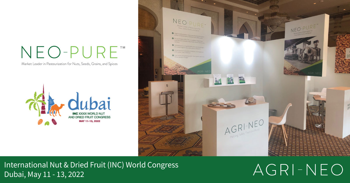 We are now in Dubai for the International Nut &amp; Dried Fruit (INC) World Congress. Neo-Pure is the food safety solution of choice for many companies across North and South America. We are now ready to solve food safety problems for the rest of the world! nutfruitcongress.org/dubai2022/