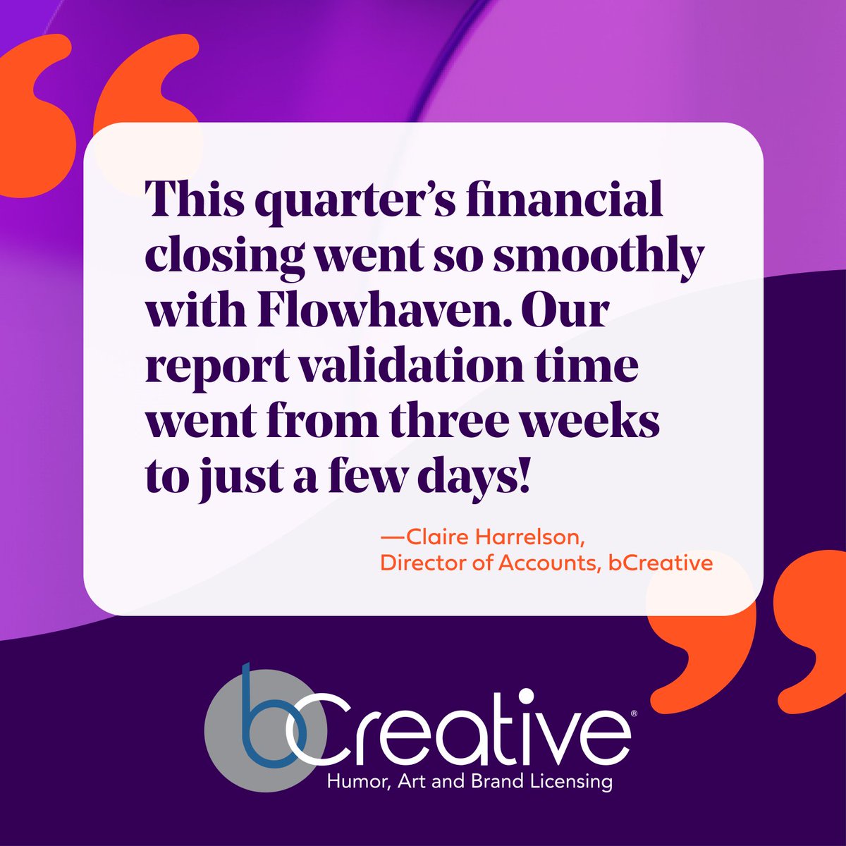 We’ve cracked the code for report validation with transparent accounting systems and shorter turnaround times. Flowhaven is helping agencies like bCreative spend less time chasing royalty reports and more time driving strategy.

#Flowhaven #LicensingExpo2022 #BrandLicensing