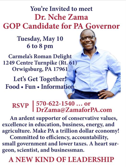 ZamaforPA's tweet photo. Last call: we’ll be in Schuylkill County tonight. If you are planning on joining us, please let us know. https://t.co/dtlywIHz3a