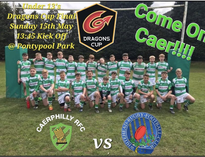 Our U13s travel to Pontypool Park this Sunday to face Whiteheads in their Dragons Cup Final <a href="/DRA_Community/">DRAGONS RFC COMMUNITY 🐉</a> 

The green army will be out in force. Not one to be missed! Come down and support our boys and girl.

1:45pm KO

🤍💚🏆💚🤍

#greenarmy #bringithome #uppacae