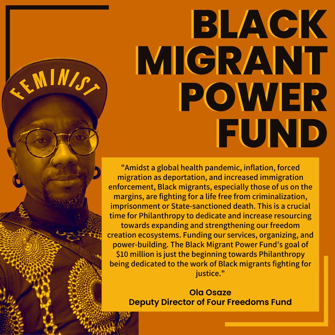 “Black migrants, especially those of us at the margins, are fighting for a life free from criminalization, imprisonment or state-sanctioned death.” –Ola Osaze of <a href="/NEOdifference/">NEO Philanthropy</a> on why the #BlackMigrantPowerFund is an important step towards justice in #philanthropy #GCIR2022