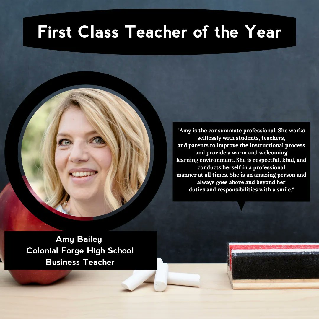 SCPS_HR's tweet photo. Congratulations to Amy Bailey, a Business Teacher at Colonial Forge High School! Take a look to see what her colleagues have to say about her! #SCPSStrong #SCPSHR #SCPSFCTOY #MakeStaffordPartOfYourStory #educator #virginiateacher #teachersofvirginia #teachers #teacheroftheyear https://t.co/nwt003gS6G