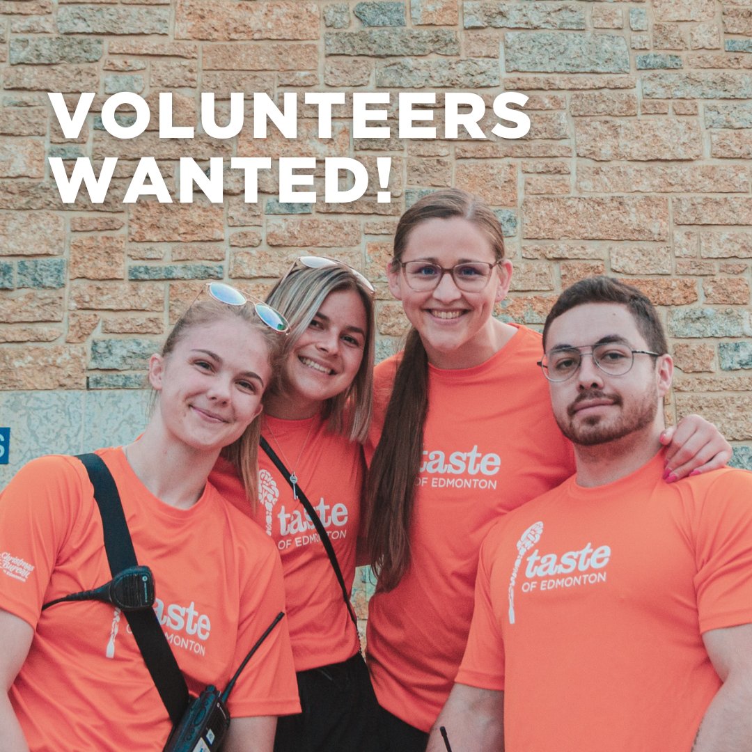 Volunteers are essential to the Taste of Edmonton and when you volunteer with us, you become part of our family ❤️ 

We are looking for volunteers for the 2022 festival and would love YOU to join us. Fill out our online application form on our website at tasteofedm.ca/volunteers/