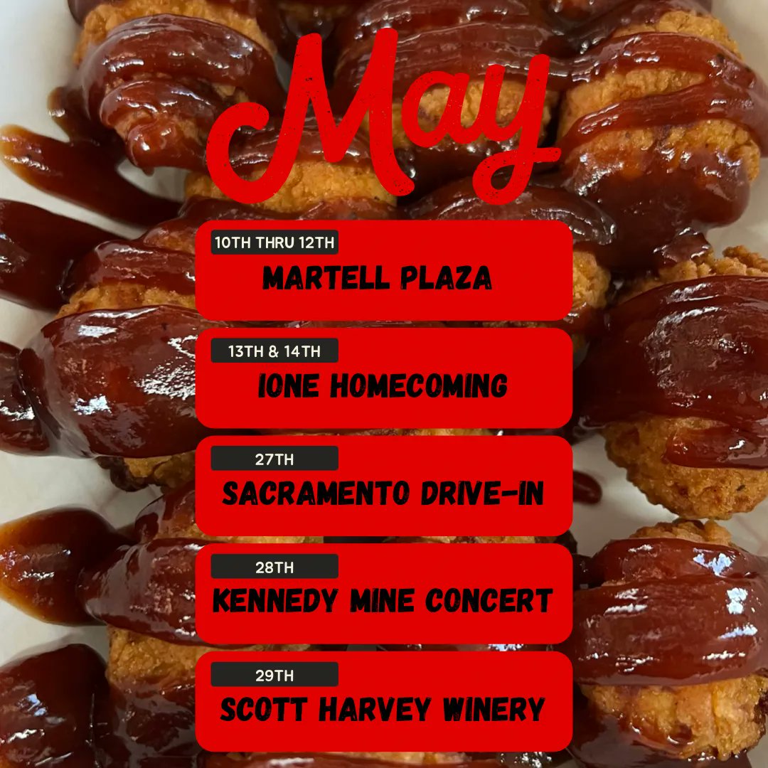 wingitonwheels's tweet photo. Here is our schedule for the rest of the month of May. Come find us at these upcoming events. #WingItOnWheels #May2022 #Schedule #CalendarOfEvents #HotWings #FoodTruck #FoodTrailer #HotDogs #ComeFindUs #WingIt https://t.co/iVoPug0R30