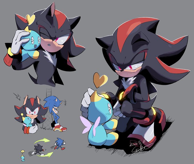 SA2のチャオとふれあうシャドウが最高すぎたので描いた 