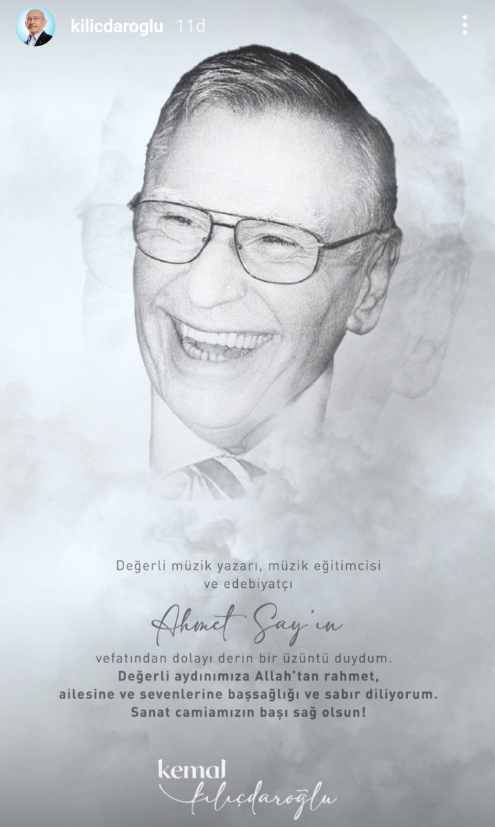 ChpIspir's tweet photo. #Repost_ Değerli müzik yazarı, müzik eğitimcisi ve edebiyatçı Ahmet Say’ın vefatından dolayı büyük üzüntü duydum. Değerli aydınımıza Allah’tan rahmet, ailesine ve sevenlerine başsağlığı ve sabır diliyorum. Sanat camiamızın başı sağ olsun!
@kilicdarogluk @herkesicinCHP https://t.co/gKJlG5fHjs
