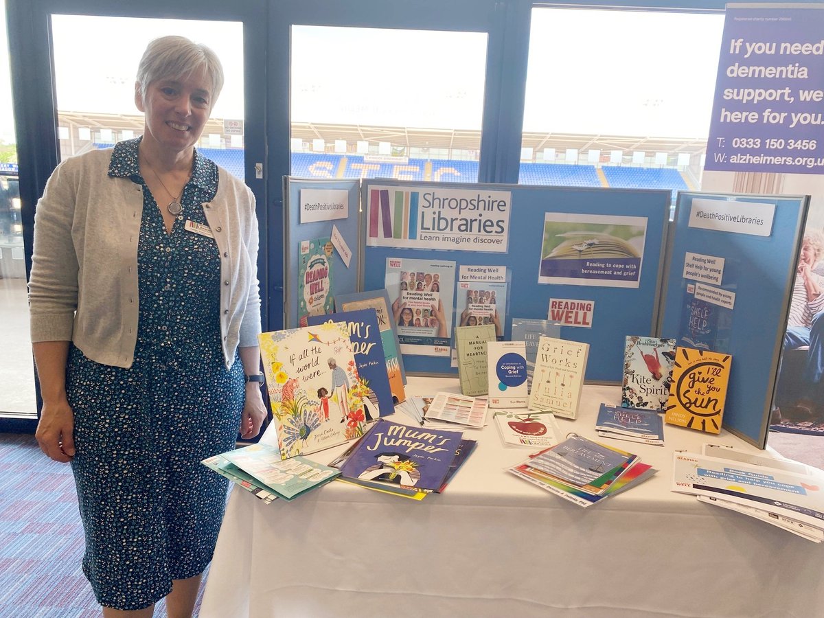 shropsforever's tweet photo. Thought-provoking @HWShropshire event today on #growingtheconversation about dying and end of life wishes. Great opportunity to highlight @Shroplibraries #ReadingWell grief and bereavement books too #HWSOneChance https://t.co/kexjqiKxq2