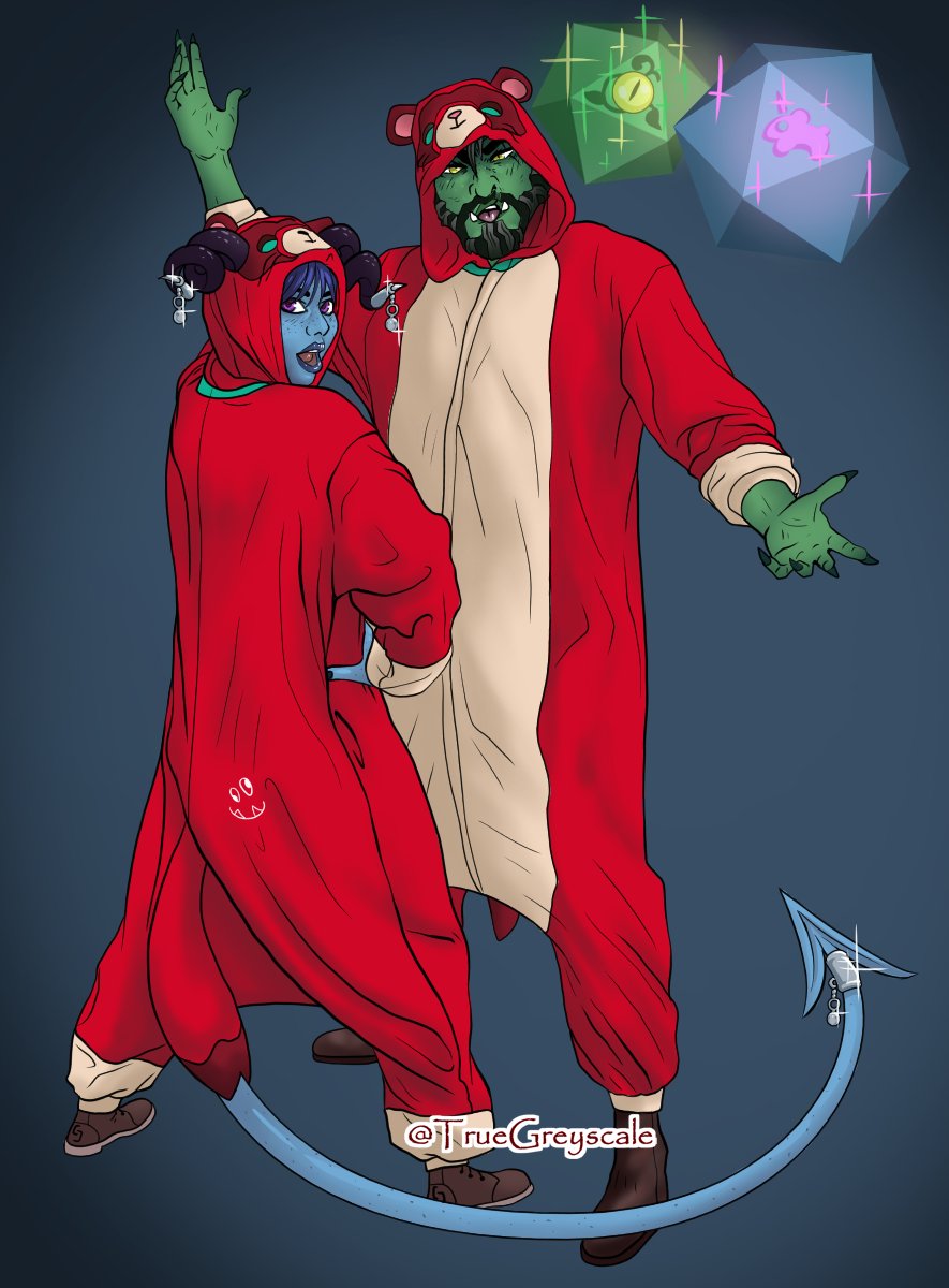 TrueGreyscale's tweet photo. By request of @black_canaries I've transformed Laura and Travis into Jester and Fjord! Hope you enjoy, hon. #CriticalRole #CriticalRoleArt https://t.co/Od9gNHsMv9