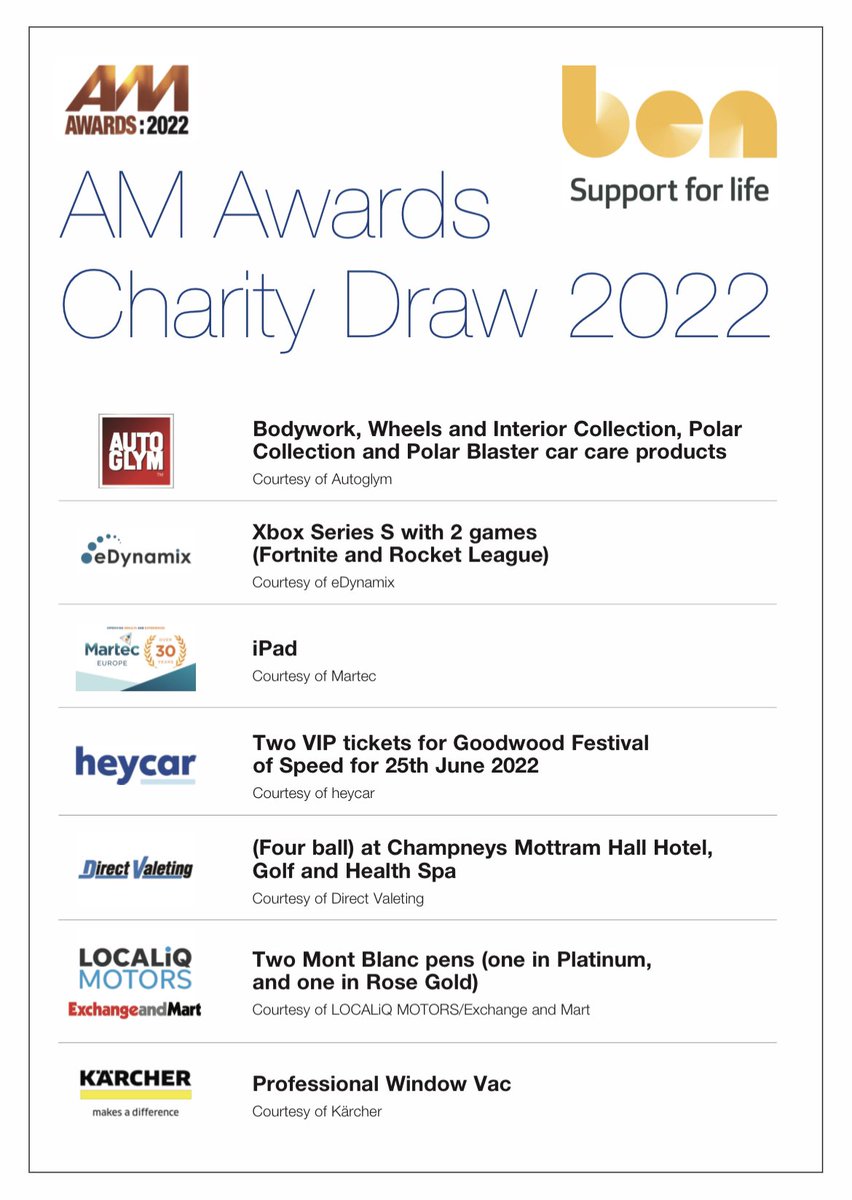 craig_redford's tweet photo. We’re looking forward to this Thursday’s @AMchatter #AMchatter #automotive #motor #retail #Awards in #London at the @ParkPlazaHotels Westminster. Enter the #charity @BenSupport4Auto raffle, we’re sponsoring an iPad @martec_europe https://t.co/jhxF0DoESb