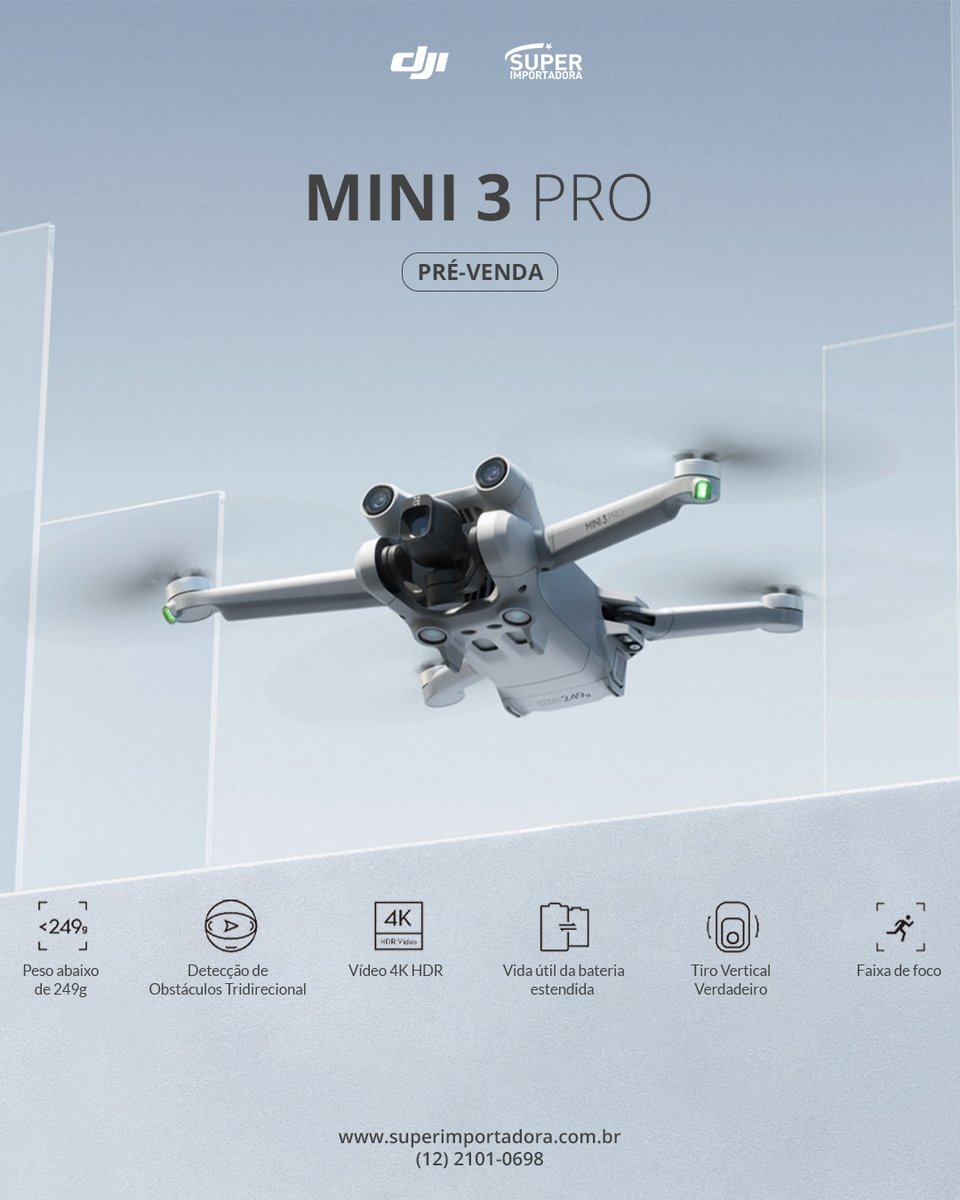 Pré-venda Liberada!

DJI Mini 3 Pro. 

bit.ly/Mini3lançamento

#dji #djibrasil #mini3pro #djimini3 #djimini #drone #dronebrasil #lançamento #mini3 #prevenda