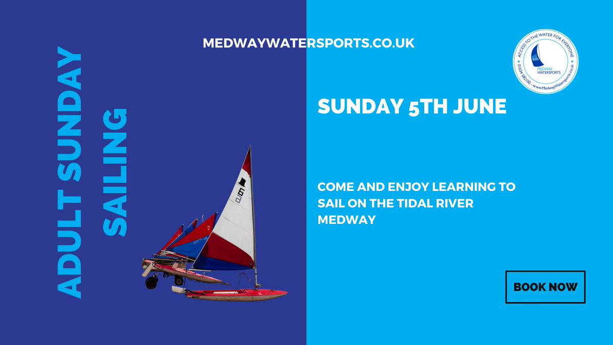 SailMedway's tweet photo. Join us one Sunday for Adult Sailing. Come and enjoy learning to sail on the tidal River Medway.  We have a fleet of toppers for you to learn the basics before venturing into our double handlers. For age groups 16+ Book Here https://t.co/5x1IOBjOyi
#medwaywatersports #medway https://t.co/XhbA9mDTW4