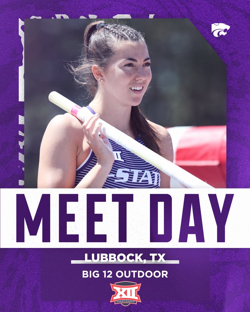 KStateTFXC's tweet photo. MEET DAY

🏆 Big 12 Outdoor Track and Field Championships
⏰11:00am CT
📍 Lubbock, Texas
🏟️ Fuller Track and Field
📊 https://t.co/b1sWsN7yGK
📺 https://t.co/iILpl1bfyC (morning)
 📺https://t.co/u8zJgCesUi (afternoon)

#KStateTF x #Big12TF https://t.co/wrKlh3OxAz