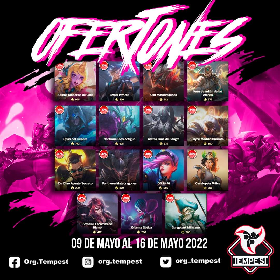 org_tempest's tweet photo. Llegan las ofertas de esta semanita.

Me hace ojitos ese ezreal ☺️

#tempestgo #teamtempest #tiendalol #LeagueOfLegends #RiotGames https://t.co/Lt3BCGP6o6