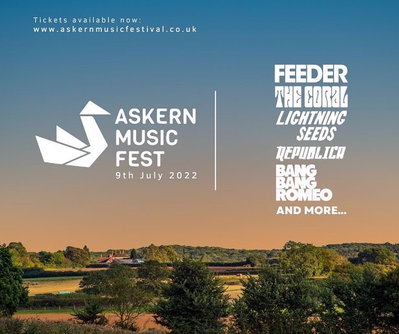 It’s almost here @AskernMF 🎪
This one’s been 2 years in the waiting and we couldn’t be more excited for it!
That line up 😍 Some of our all time favourites <a href="/FeederHQ/">Feeder</a> <a href="/thecoralband/">The Coral</a> Lightning Seeds &amp; Republica 🖤
9th July - Tickets £35 and available at askernmusicfestival.co.uk