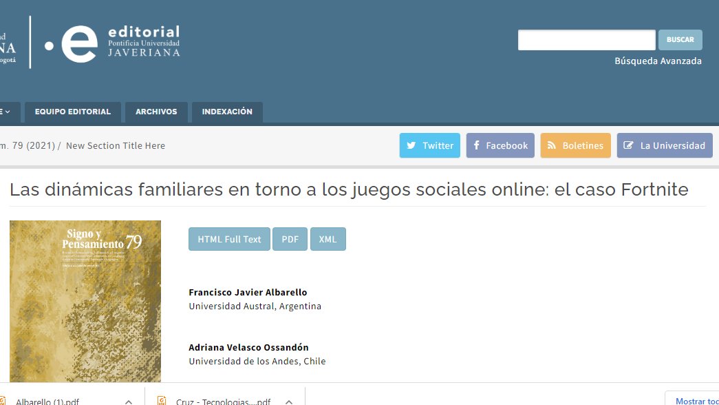 FAlbarello's tweet photo. Salió publicado nuestro último artículo sobre dinámicas familiares en torno al videojuego social #Fortnite en 
@SignoyP con @MariangelesCS @Adriana20282974  
@angelitanovoa @victoria_novaro y @FranNarbais @icf_austral @FcomAustral @REDIFAMorg @EPCaustral
 https://t.co/0tueMGkFld https://t.co/luLCzgmH8j