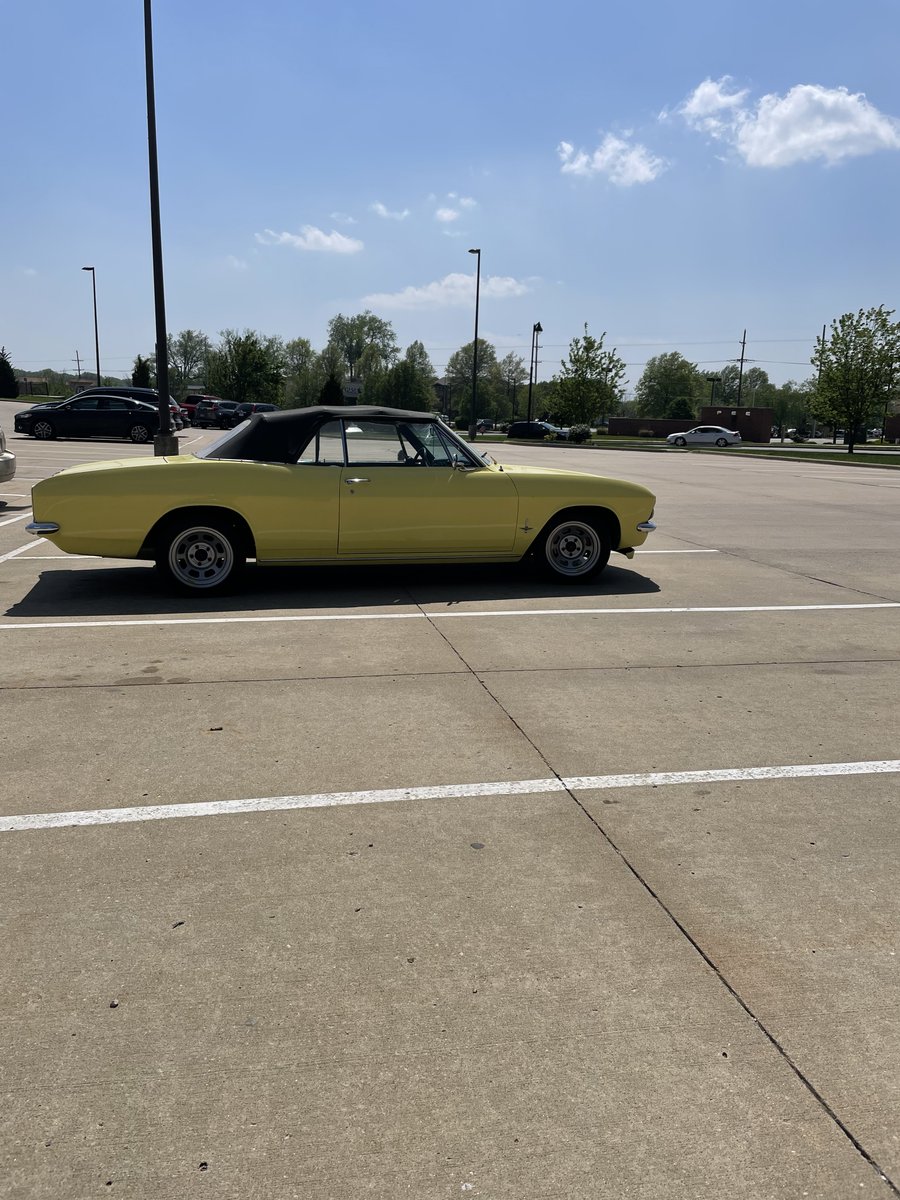 Classic Chevy Corvair on the <a href="/mbts/">Midwestern Seminary</a> campus on Monday. We teach "eternally secure at any speed."