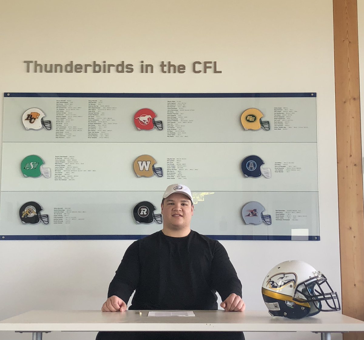 CoachNill's tweet photo. #TBirdNation .. pumped for #63 .. Brandon Sanford recently became a graduate @UBCGeo (Environment and Sustainability) .. this am he officially became a member of the 2022 @Wpg_BlueBombers .. #LineFactory .. https://t.co/1QYuwPGkt0