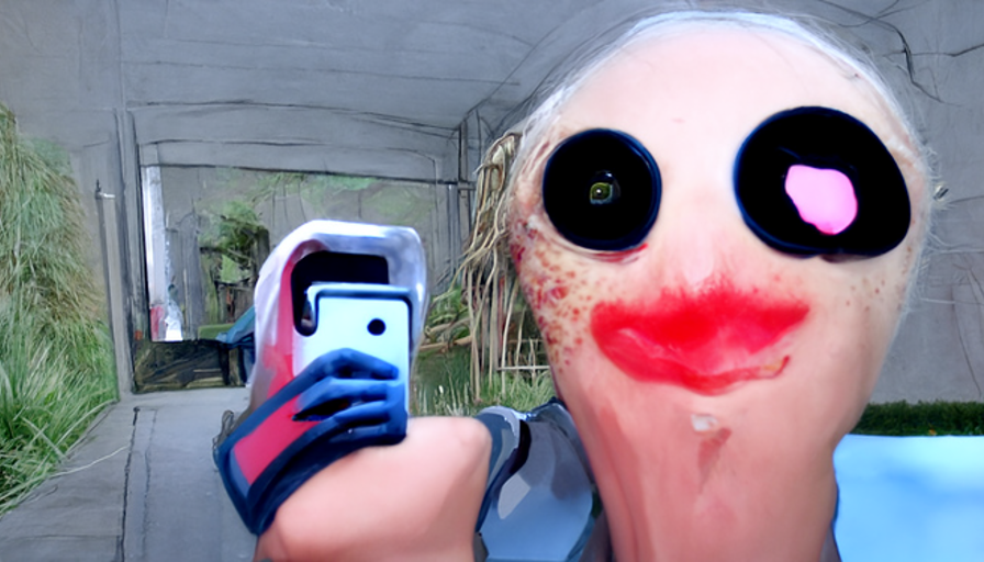 kpimmel's tweet photo. "Selfie" #badAIart https://t.co/MZz2LlxL8n