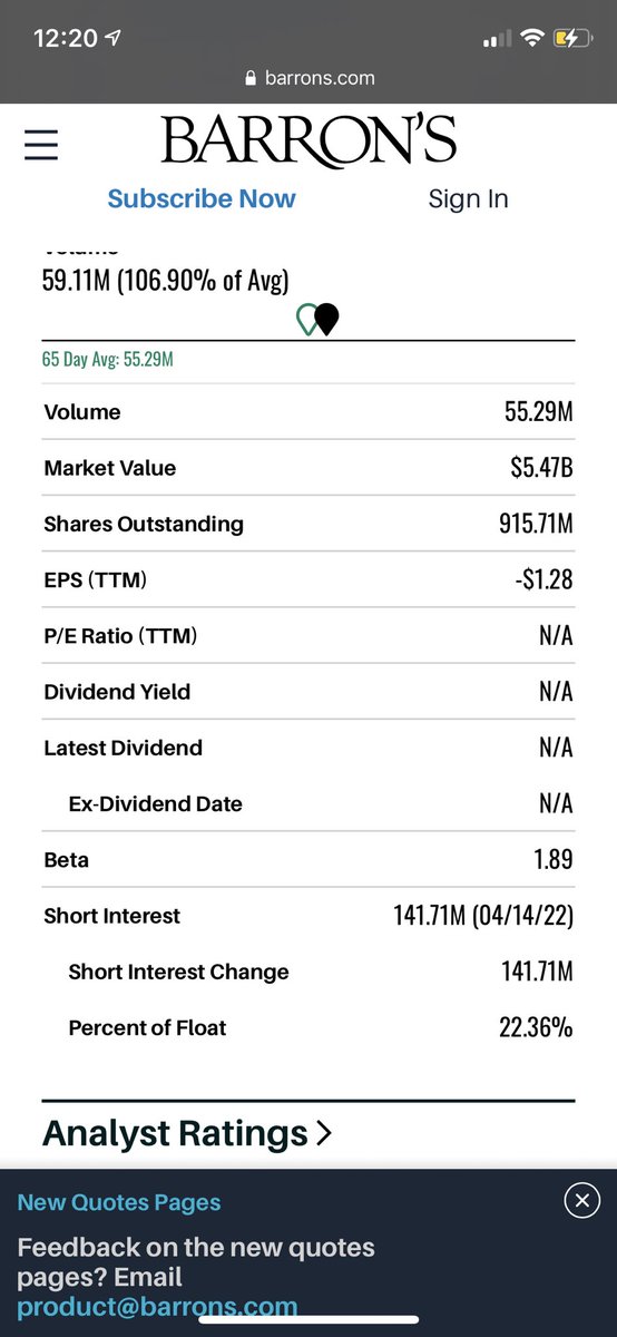 Collin_2019's tweet photo. @StayingITMoney Large short float % https://t.co/56NYs5Q8Eu