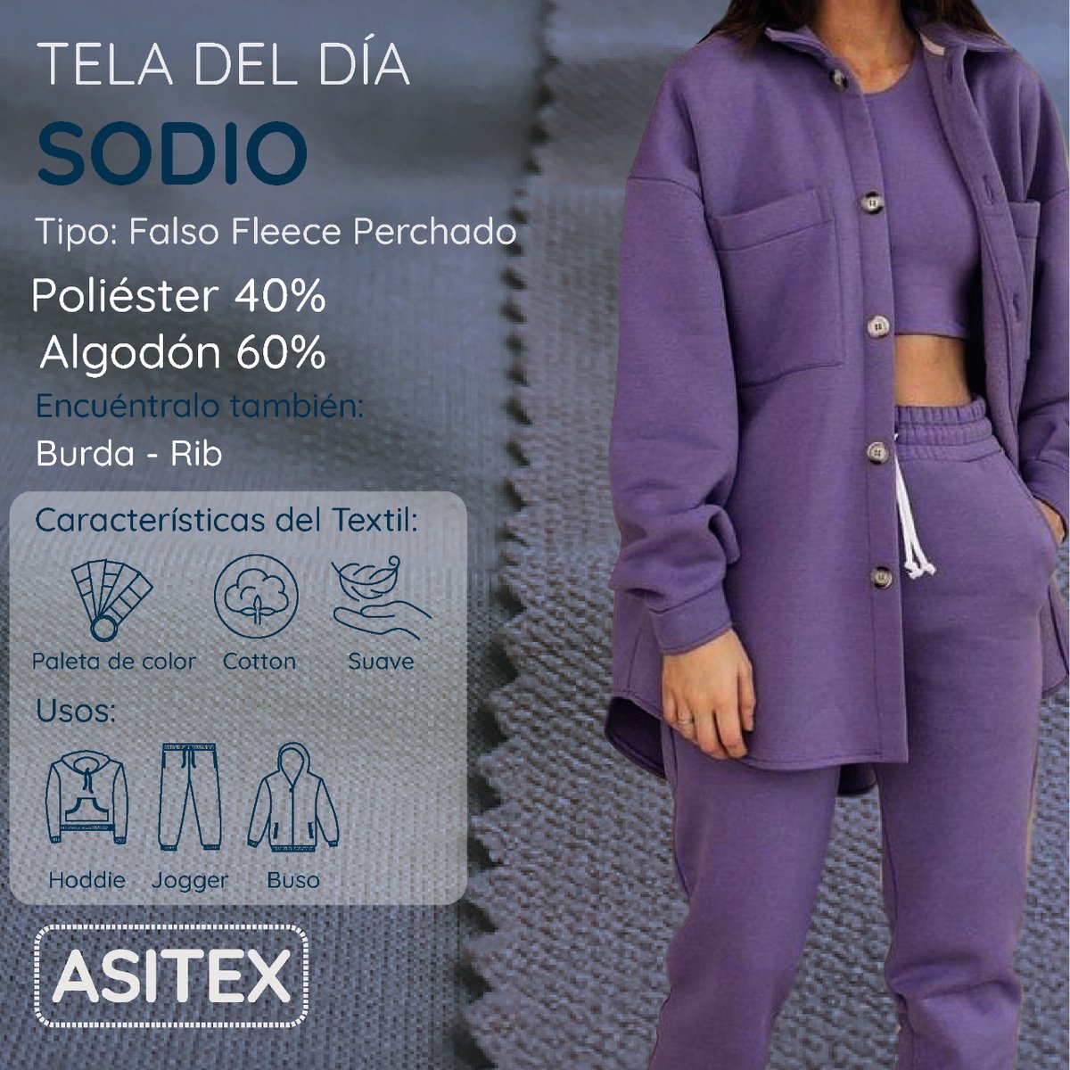 Asitexsas's tweet photo. #teladeldía
SODIO
Son telas de tejidos gruesos, por un lado es liso y por el otro posee unos hilos flotantes, muy cómodas y suaves al tacto
📷 IG: asitexsas
👥Facebook: asitexsa
.
#asitex #industriacolombiana #textiles #algodon #jerseyelastano #hoddies #hoddie #joggers #buzos https://t.co/Rjl2dEqKz6
