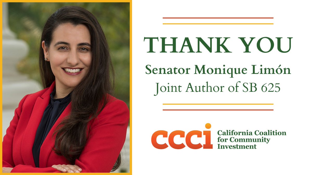 CACDFI's tweet photo. We thank @MoniqueLimonCA, coauthor of @CACDFI-sponsored leg for the #CaCDFIFund to finance housing, businesses, & jobs in underserved communities. #SupportSB625 #cabudget @GavinNewsom @SenToniAtkins @Rendon63rd @NancySkinnerCA @AsmPhilTing https://t.co/eE1OlXA0ET