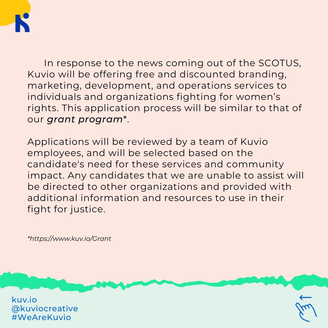 KuvioCreative's tweet photo. As a response to the SCOTUS leak, Kuvio is joining in the fight for women's rights. Information on our course of action can be found below.
#WeAreKuvio https://t.co/0Y7NR5p73X