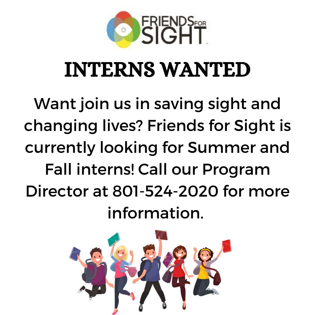 FriendsforSight's tweet photo. Calling all interns! We are currently recruiting interns for our Salt Lake and Utah County Programs. Contact Haley for more information. https://t.co/obCu929f9C