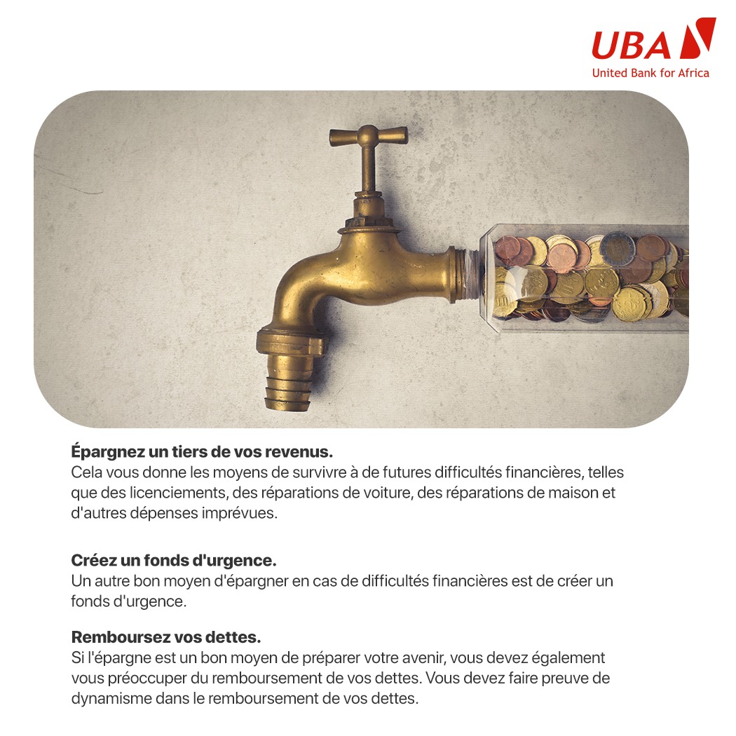 UBACongo's tweet photo. #UBAAstucesEpargne 
Quand on est jeune, épargner de l'argent peut sembler une tâche impossible. 
Voici cinq conseils d'épargne pour vous aider à vous engager sur la voie de la réussite financière future.
#Epargne #CompteBancaire #AfricasGlobalBank https://t.co/RzLkEYFiFt