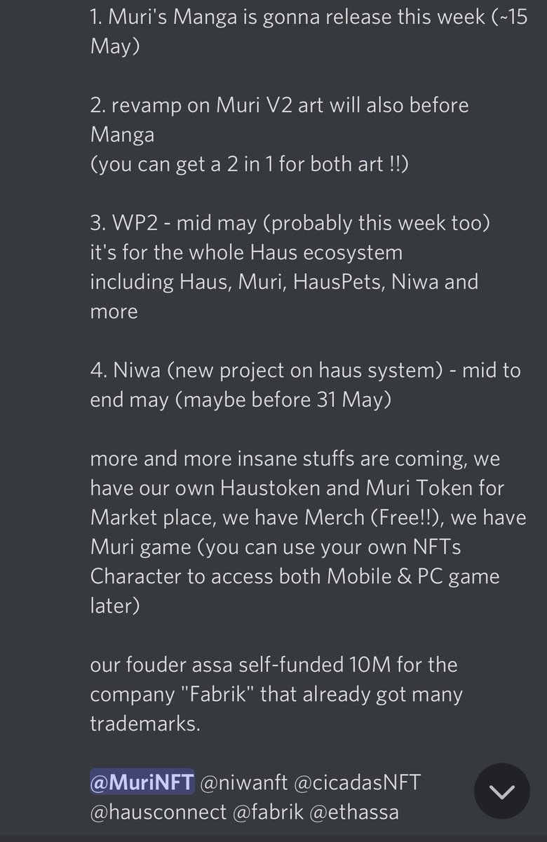 <a href="/MuriNFT/">Muri NFT</a> @ethassa <a href="/TakeshisReturn/">TakeshisReturn</a> 

Go raid , strong community!