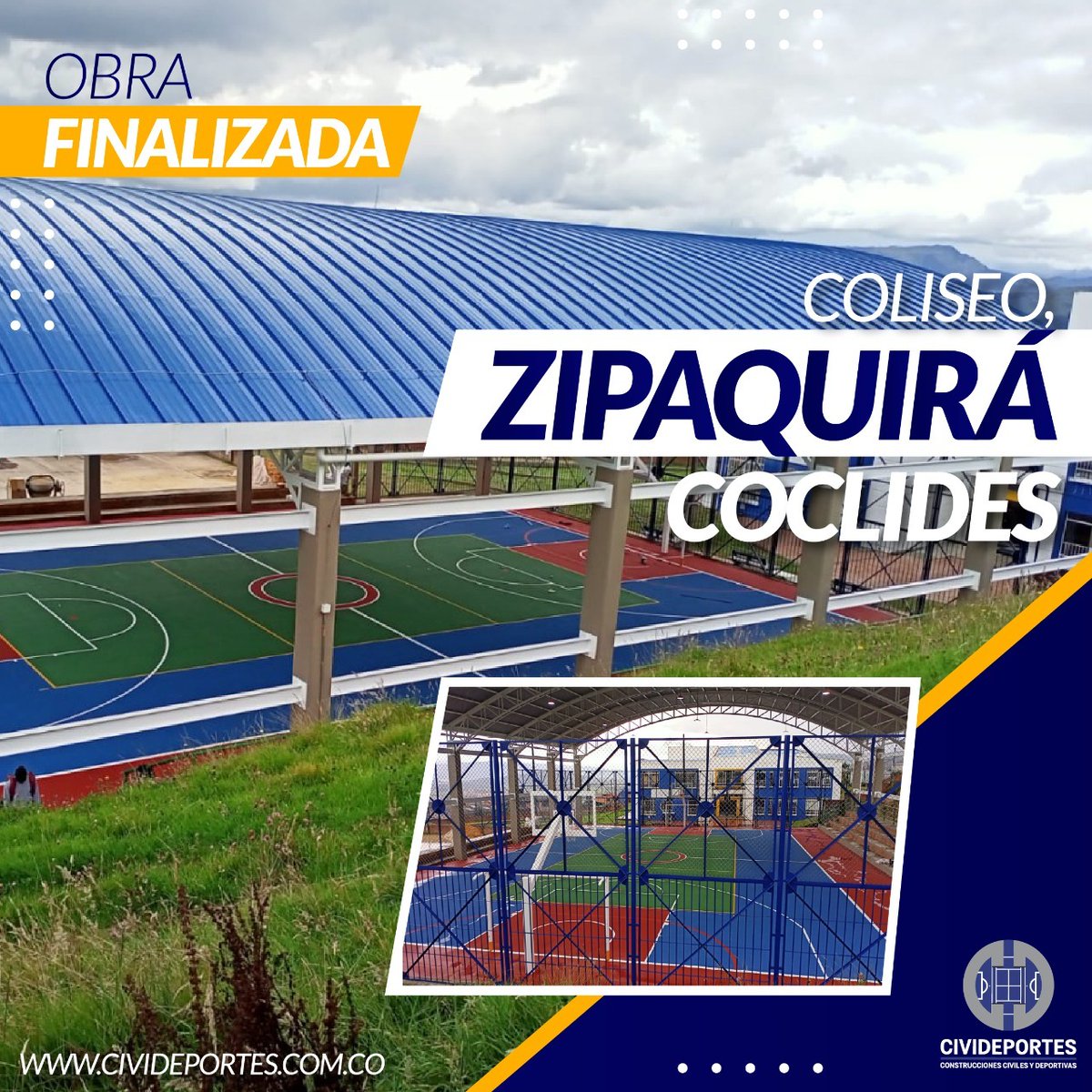 En CIVIDEPORTES estamos profesionalmente capacitados para albergar obras de primer nivel, en este caso les mostramos la GRAN OBRA FINALIZADA, Coliseo en ZIPAQUIRÁ - COCLIDES 💯👌🔝.

Conoce más sobre este y más proyectos en civideportes.com.co 🌐👨🏻‍💻 

#canchas #deporte #futbol
