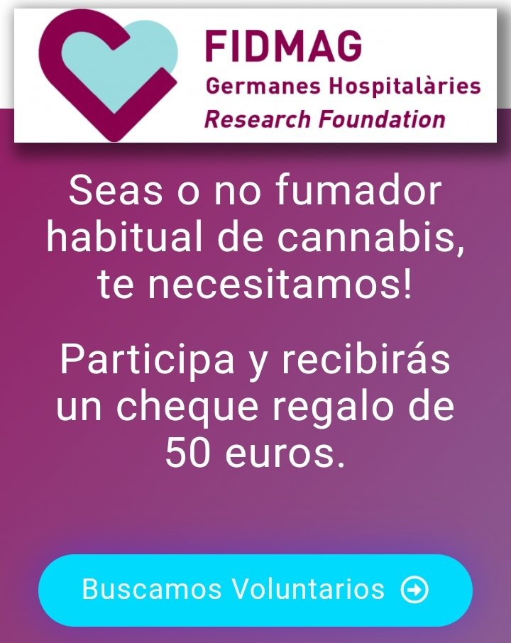 NHostalet's tweet photo. https://t.co/OqGiSV7FxS Buscamos voluntarios para proyecto de investigación sobre  cannabis. Participa y gana 50€! #cannabis #Investigación #marihuana #neurociencia #Barcelona https://t.co/iS7l7ZnWwC