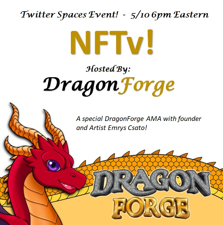 dragonforgeclub's tweet photo. 🎆 #Premint Week - Twitter Spaces Event!🎆
            🐲#NFTv!🐲

🗣️Join #DragonForge for an #AMA!

Presale?🤔
👇
https://t.co/mavbDyDUBG

Join our #Film3 frens &amp; build #NFTcommunity!
🐎@GlueFactoryShow
🏦@RoadsToRomeShow
😺@MetawoodStudios
+ More

https://t.co/VwFpDpALqT 
#NFTs https://t.co/cDE60dlCdX