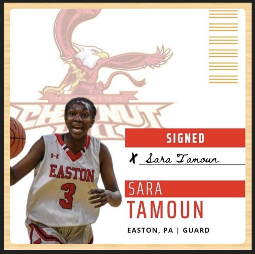 Our very own #3 <a href="/SaraTamoun/">Sara.Tamoun</a> has officially signed to further her athletic and academic career with <a href="/CHC_WBB/">Chestnut Hill Women's Basketball</a>.  
We are so proud of you Sara!  Keep doing great things and know your Lady Rovers are always here to support you!! 
❤️🐾🏀
<a href="/GoRedRovers/">Easton Athletics</a>
