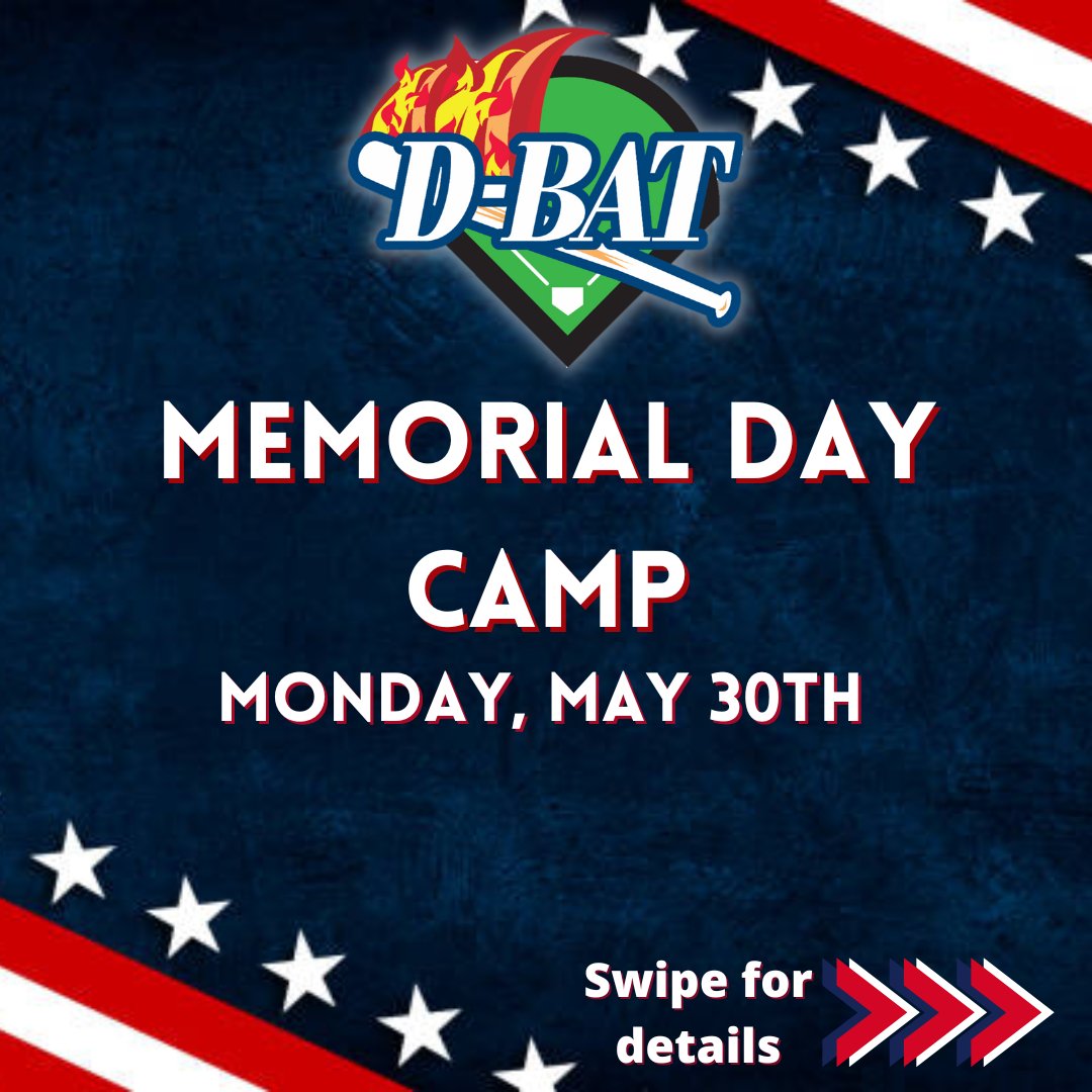 DBATMansfield's tweet photo. Announcing our Memorial Day Camp!  
Come spend the day with us and score a free lunch! The registration fee is $75.  Pre-register by May 29 and you will also receive 10% off any future summer camp!
Call today! https://t.co/sXG37v1Vqv