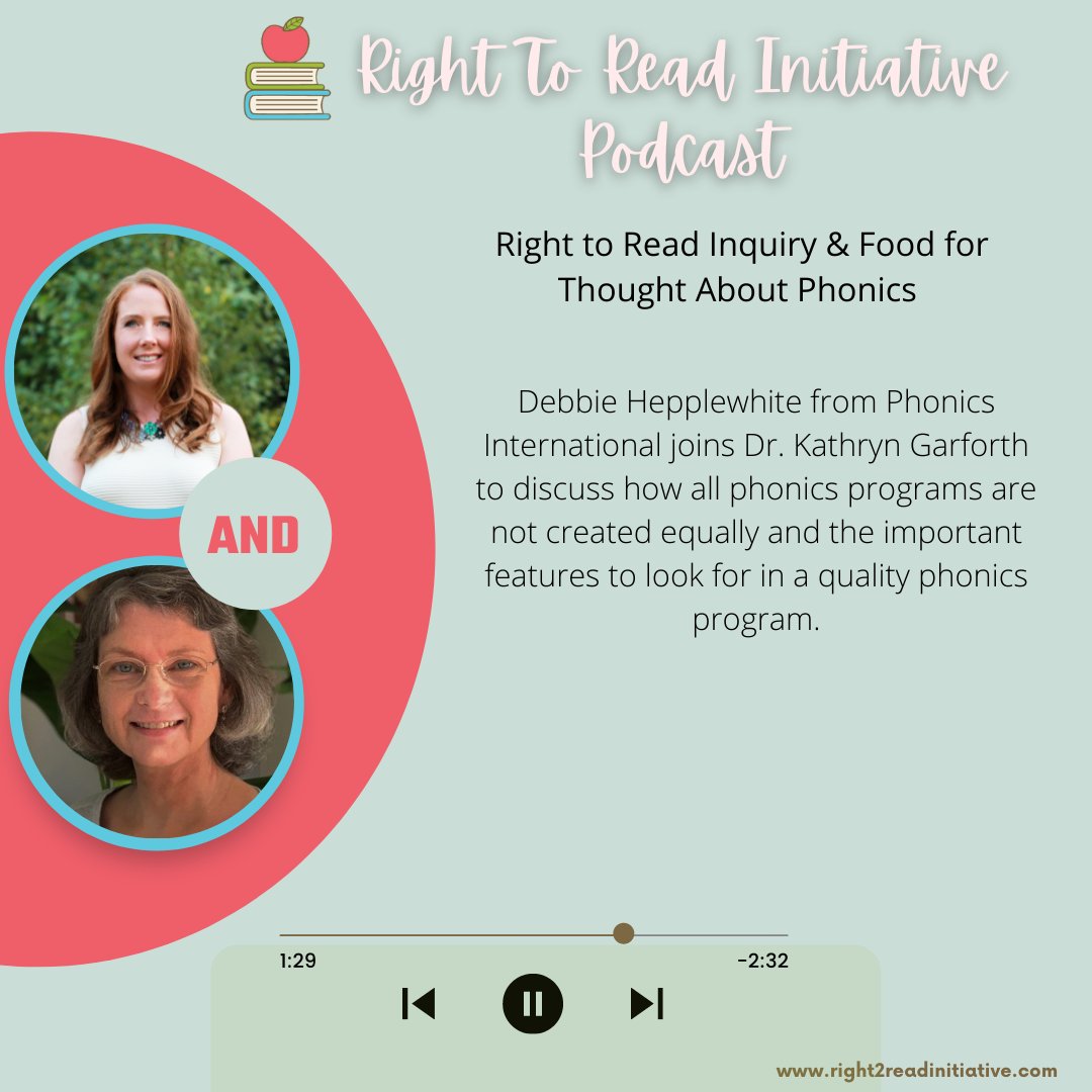 R2RInitiative's tweet photo. The latest episode of the Right to Read Initiative Podcast is now available for streaming.
Link to the podcast:
https://t.co/FVG00t2gzZ
#podcast #RightToRead #OHRC #recommendations #phonics #phonicsprogram #phonicsinternational https://t.co/lrtjcvGoNd