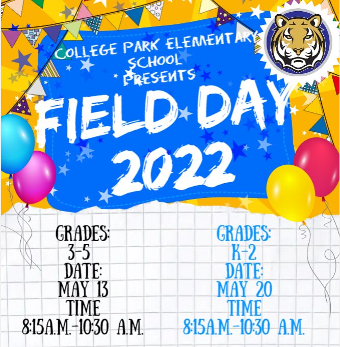CPPE_FCS's tweet photo. Field Day Session 1 for 3rd-5th coming up on Friday (4/13)!!! 
@NewCollegePk_ES @dr_otway @Bushc1Cassie https://t.co/X28SQexHvn