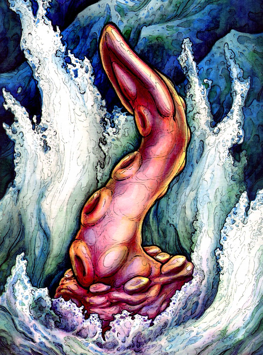 SilcArts's tweet photo. Finally had some time for art! This is a watercolor and ink rendition of the lovely @PleasureForge Colossal Squid. #watercolor #watercolorpainting #fantasysextoy #eroticart #silcarts #pleasureforge #tentacleporn https://t.co/hsanOtpn9N