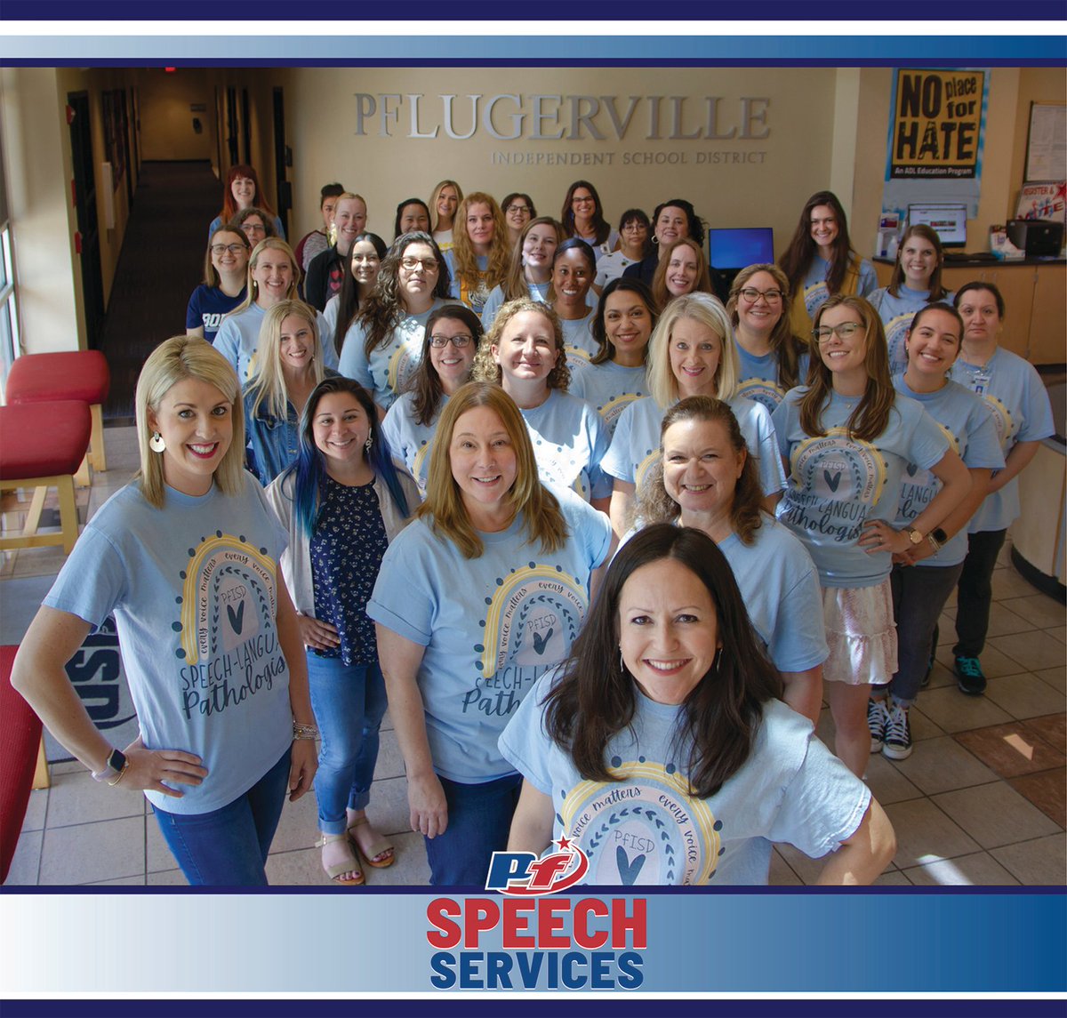 pfisd's tweet photo. May is national Better Hearing and Speech Month! Pflugerville ISD salutes its speech-language pathologists! #SLP #BHSM #SLPeeps https://t.co/YsiEIvdenh