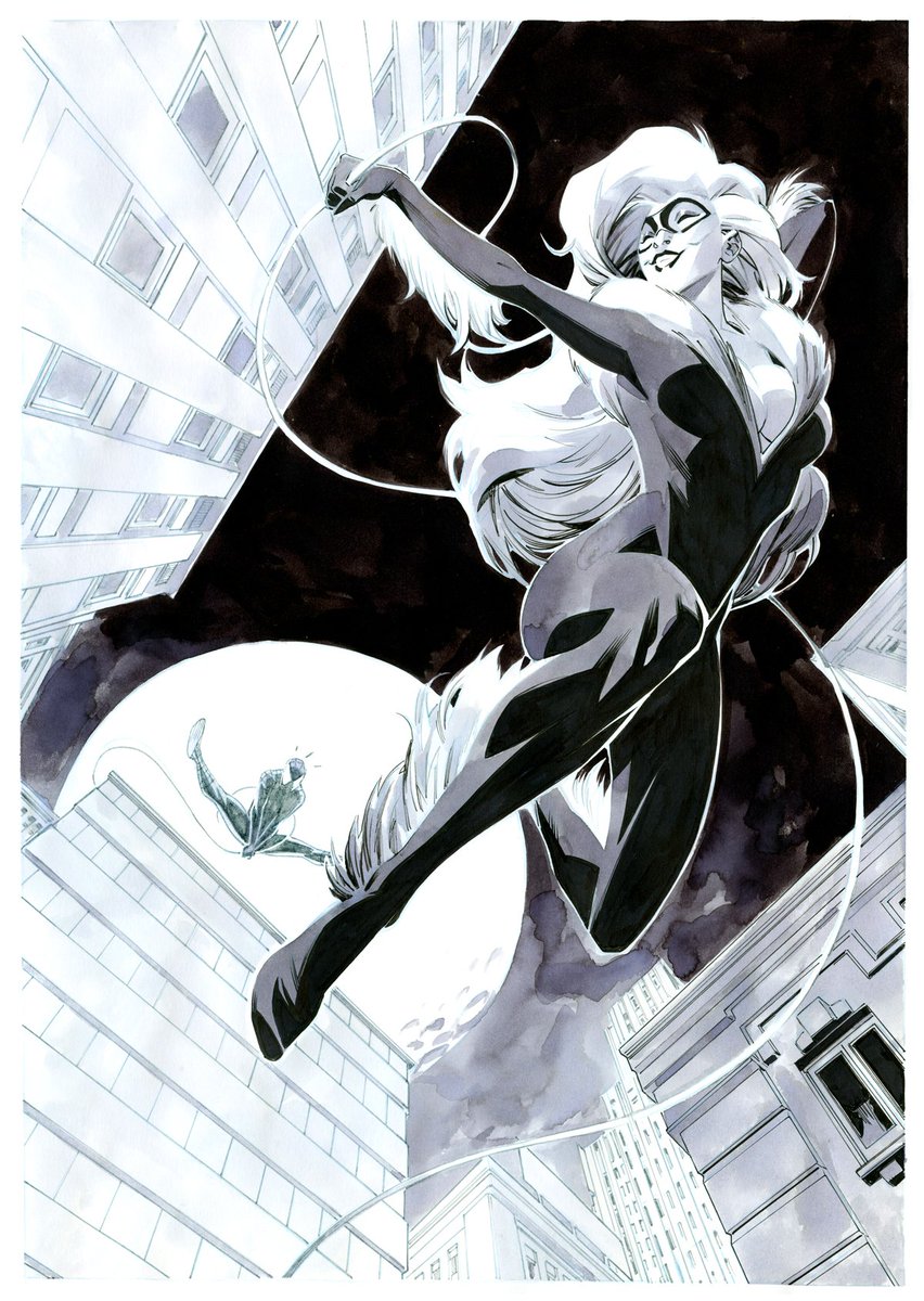 failla_comics's tweet photo. Black Cat - Pencil, Markers and Ecoline on Paper #blackcat #feliciahardy #spiderman #superhero #supervillain #marvelcomics #marvel #gattanera #peterparker #tombow #fudenosuke #ecoline https://t.co/urOxIITrJF