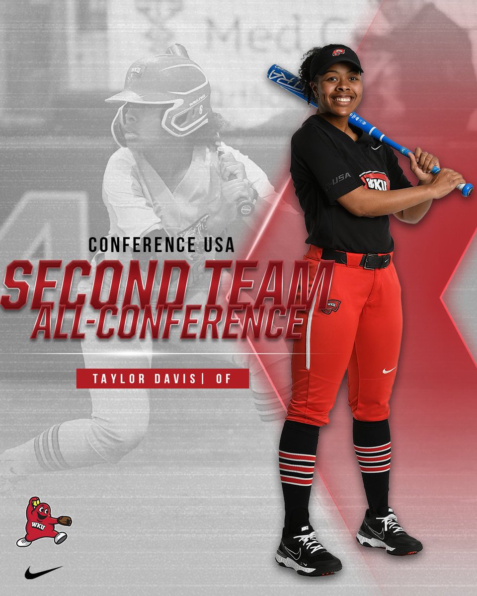 WKUSoftball's tweet photo. We've got more @ConferenceUSA awards coming in!

🔴 Nunn - 1st Team
🔴 Davis - 2nd Team
🔴 Sanders - 2nd Team
🔴 Drinnon - 2nd Team &amp; All-Freshman Team https://t.co/o4wxYDfUxb