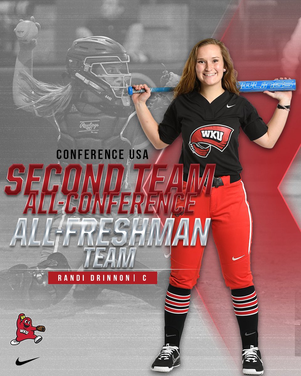 WKUSoftball's tweet photo. We've got more @ConferenceUSA awards coming in!

🔴 Nunn - 1st Team
🔴 Davis - 2nd Team
🔴 Sanders - 2nd Team
🔴 Drinnon - 2nd Team &amp; All-Freshman Team https://t.co/o4wxYDfUxb