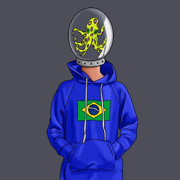 Yellow Octopus Brazil Flag #opensea #nft #aquariumhead #ocean #brazil